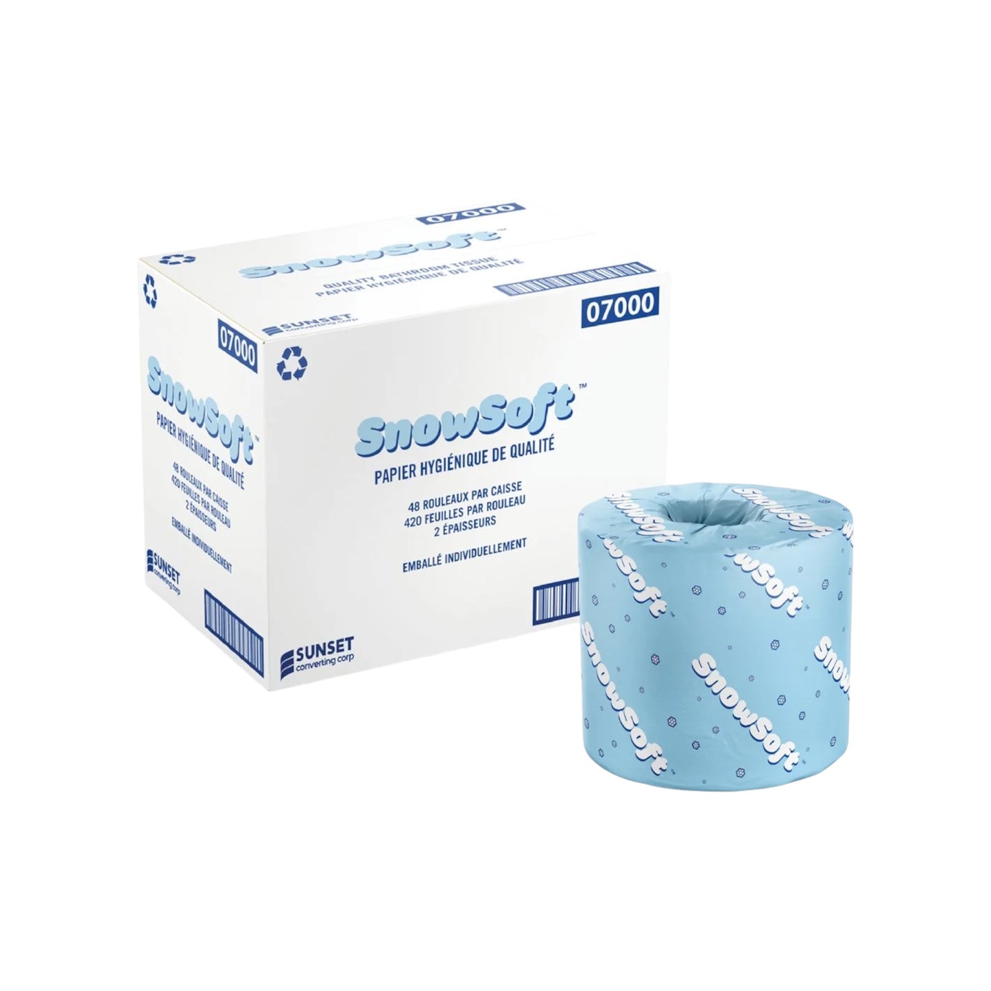 SnowSoft 2 Ply Standard Toilet Paper - Individually Wrapped - 500 Sheets