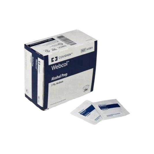 Webcol Sterile 70% Alcohol Prep Pad Two-Ply - Medium (200pads)