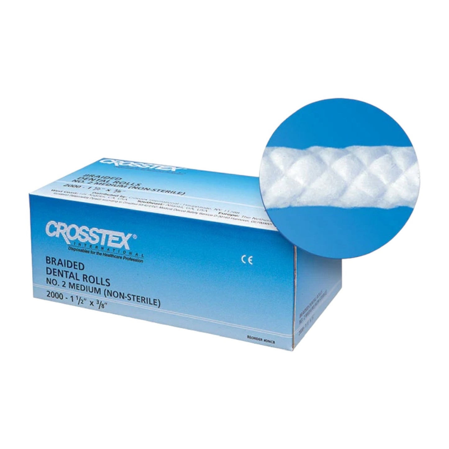 Crosstex-Braided Cotton Rolls No. 2 Medium (Non-Sterile)- Box of 2000