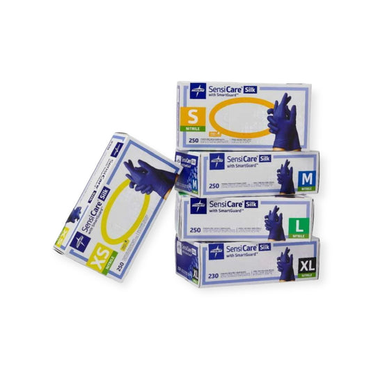 Medline SensiCare Silk Nitrile Exam Gloves 250/Box - Case of 10 Boxes