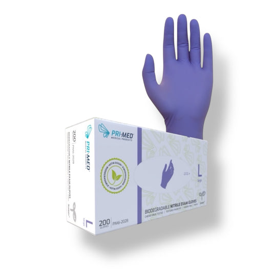 Pri-Med BiodegradableNitrile Exam Gloves 200/Box - Case of 10 Boxes