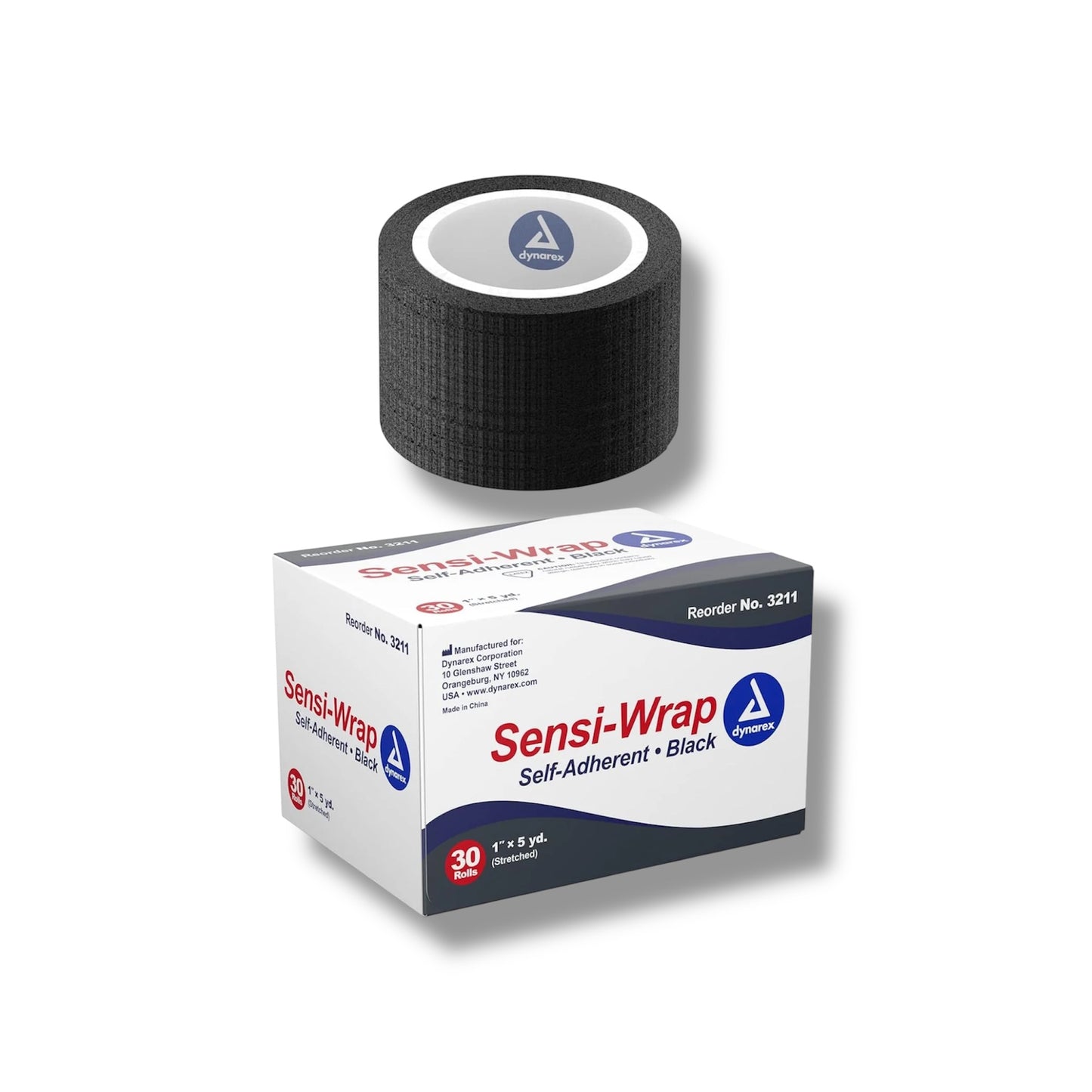 Dynarex Sensi-Wrap Self-Adherent Bandage Rolls - 1” x 5yds – Black