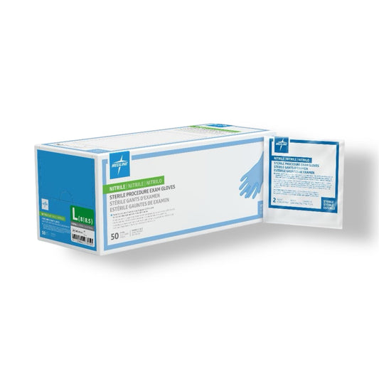 Medline 12” Cuff Sterile Nitrile Exam Gloves - PF | Box of 50 Pairs Kasper Medical Supplies Ltd.
